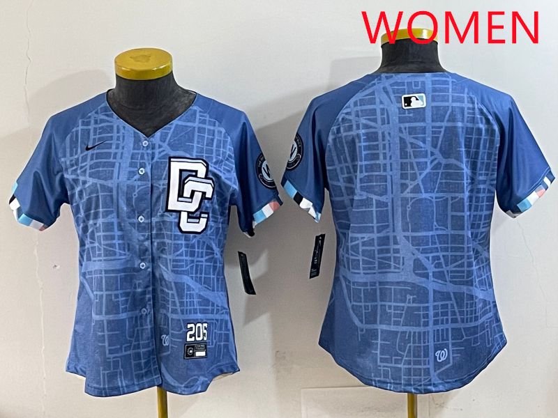 Women Washington Nationals Blank Blue Joint Name 2025 Nike MLB Jersey style 1->women mlb jersey->Women Jersey